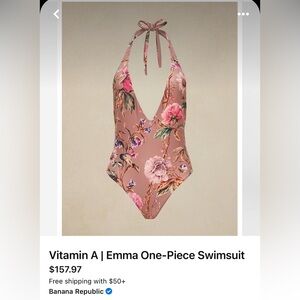 Vitamin A x Banana Republic Emma One Piece Swimsuit Size Small Mauve Floral